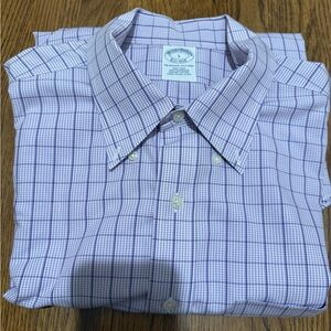 Brooks Brothers Purple Dress Shirt with Plaid Pattern size L